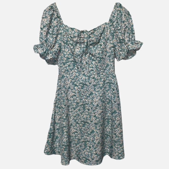 SHEIN Puff Sleeve Ruched Front Floral Dress X-Small - Picture 5 of 15